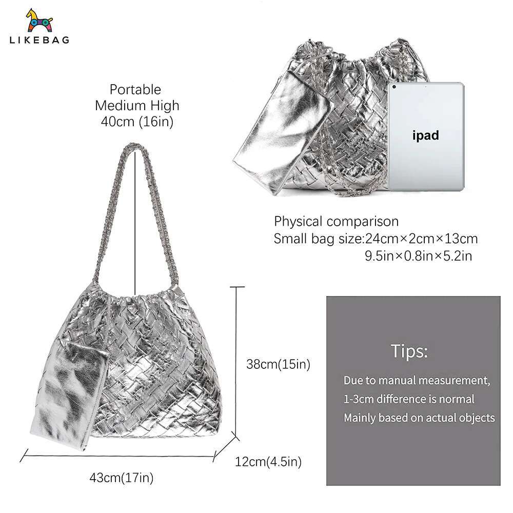 Likebag2023 New Advanced Sense Sier Braided Large Capacity Tote Single Shoulder Underarm Bag