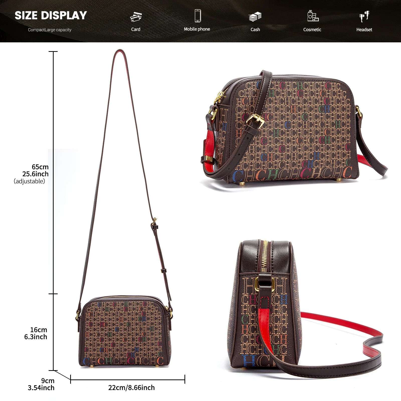 Classic Handbag Fashionable Designer Women's Square PVC Printed Shoulder Bag