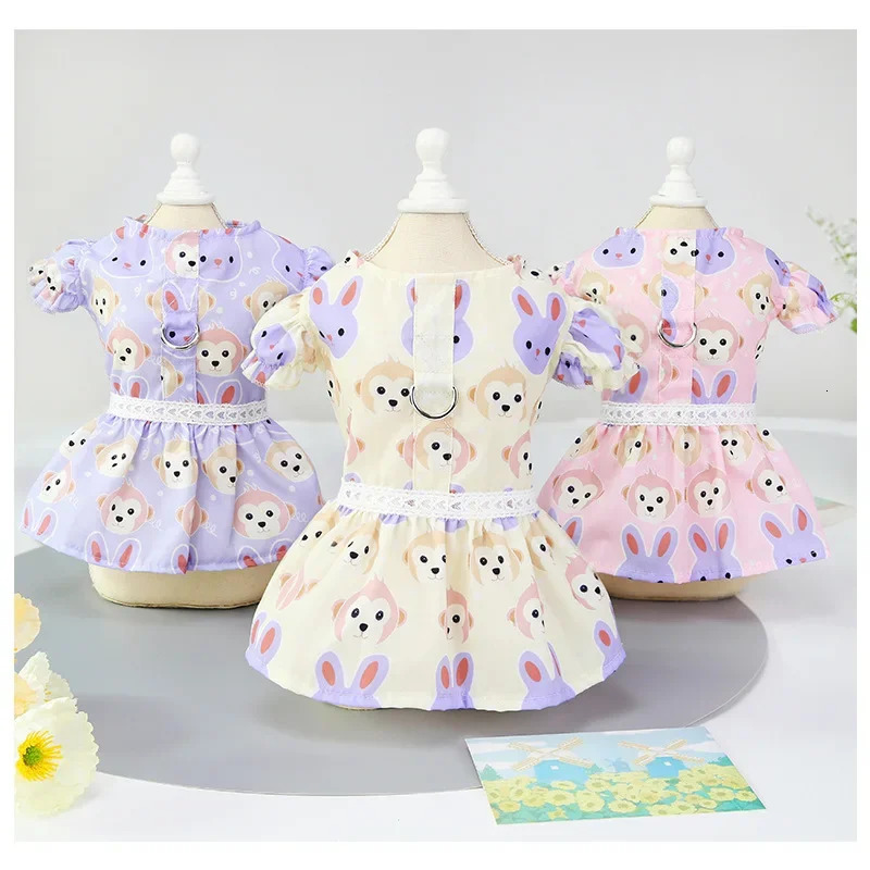 Spring and Summer Clothing Monkey Rabbit Pet Leather Long Hair Cat Chiffon Same Style No Traction Rope 250409