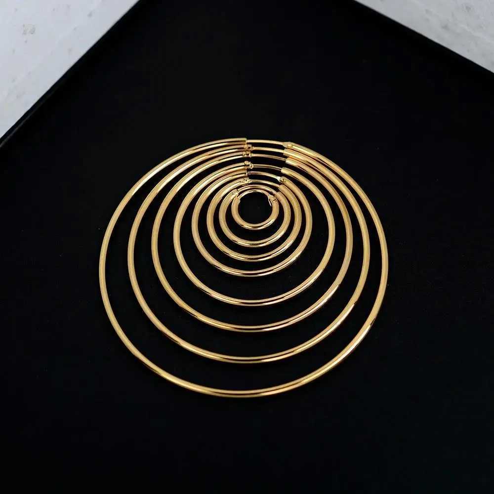 1Pair Gold Color Stainless Steel Hoop Earrings For Women Men Big/Small Circle Round Earrings 2024 Classics Trend Jewelry Bijoux Z250408