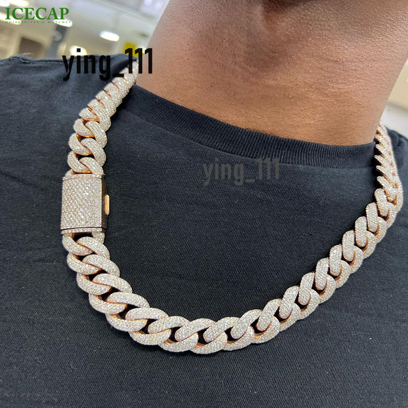 18k Gold Plated Cuban Link Chain Silver Color Cuban Chain Necklace Jewelry VVS Moissanite Diamond 925 Cuban Necklace for Men