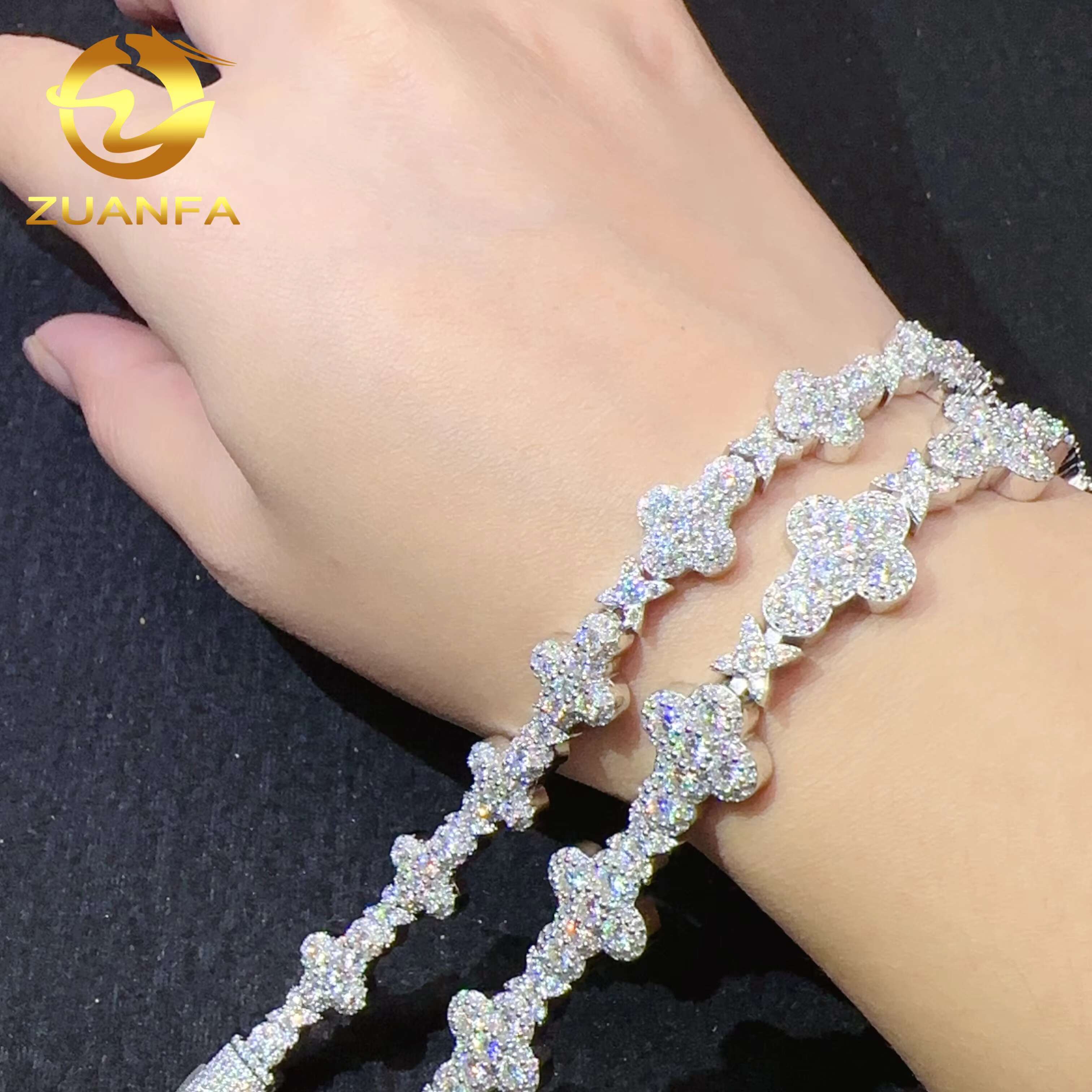 RTS 10mm 13mm Width Cross Bracelet Silver 925 Vvs Moissanite Diamond Hip Hop Iced Out Jewelry Cross Tennis Chain Bracelet