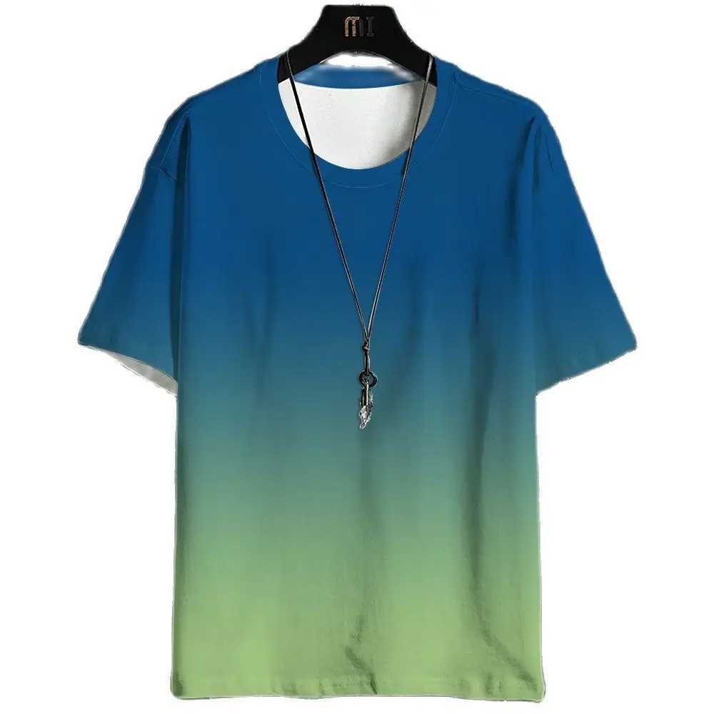 Hip hop loose mens street T-shirt casual classic 2023 summer short sleeved O-neck gradient T-shirt oversized fashionable top-level T-shirtXJ250409