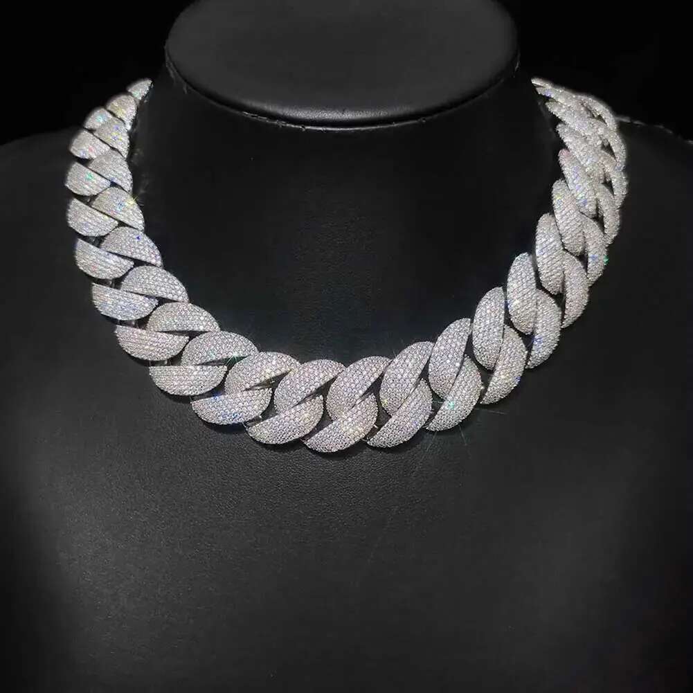 Luxury Jewelry 22mm Diamond Chain Men Iced Out Bling CZ Silver/Gold Plated Rapper Hip Hop Thick Cuban Link Necklace Gift for Him