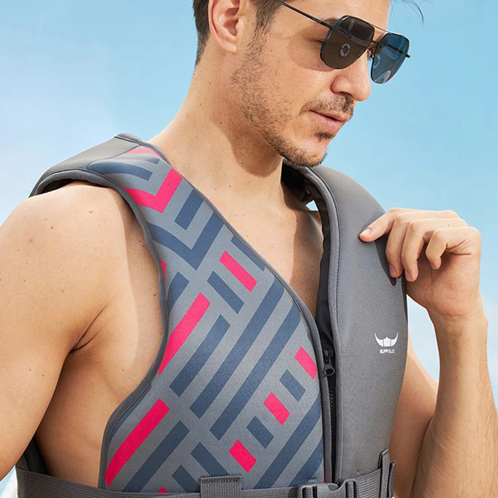 Water sports life vest adult fishing and snorkeling jacket adjustable chloroprene rubber life vest safe marine activity jacket life vest 250409