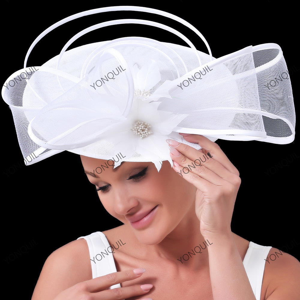 temperament horse racing festival feather top hat socialite family party hair accessories formal dress headwear hat style241217