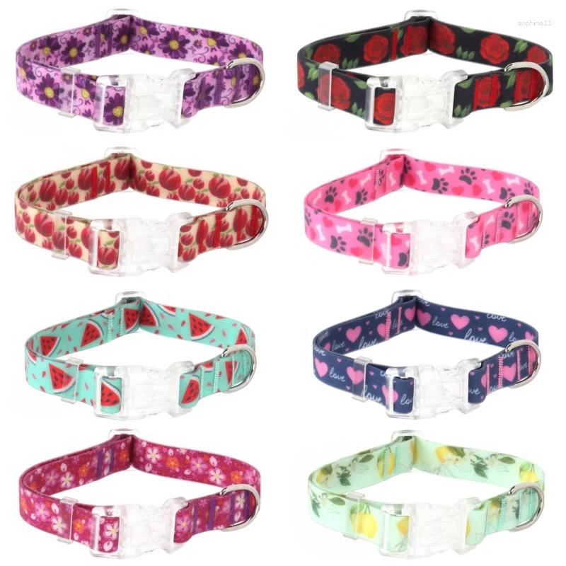 Update Print Dog Collars With D-Ring Tpu Waterproof Pet Neck Strap Adjustable Cat Puppy Collar Necklace Outdoor Supplies