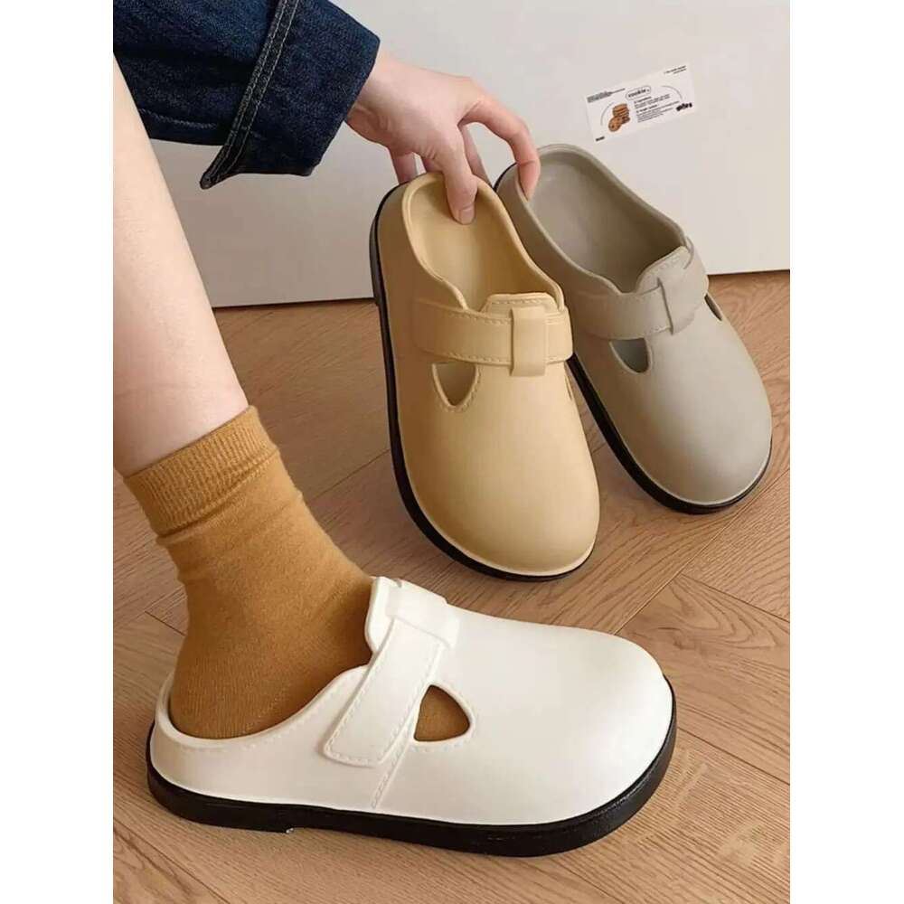 Simple Summer Wind Non-slip Sandals Women's Outdoor Wear Lazy One Stirrup Beach Slippers Breathable Soft