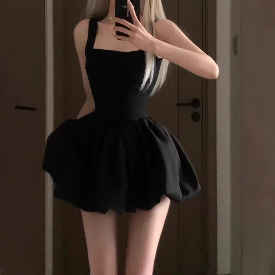 Spicy Girl Ballet Style Pleated Strapless Dress Women Summer French Bouffant Skirt Birthday Mini Dress Elegant Dress 250408