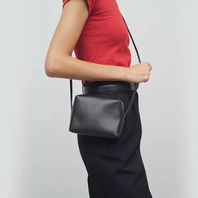 FIRMRANCH Urban Minimalist Square Design Delicate Texture Cowhide Women's Diagonal Cross Bag Versatile Daily Trendy Mini Purse