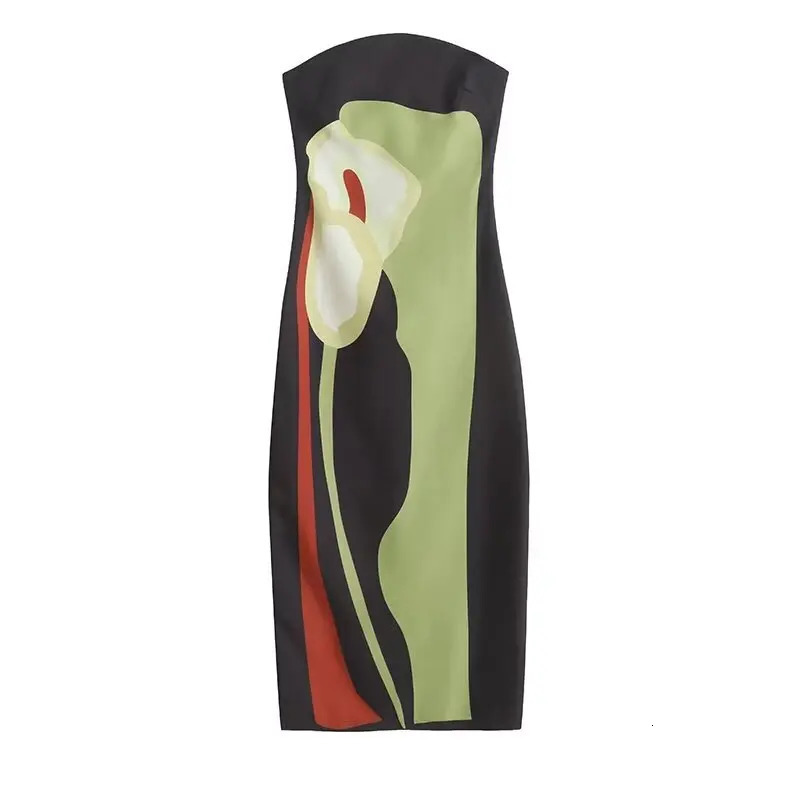 Sexy strapless backless printed long dress for women fashionable sleeveless shoulder vest summer womens party evening 250409
