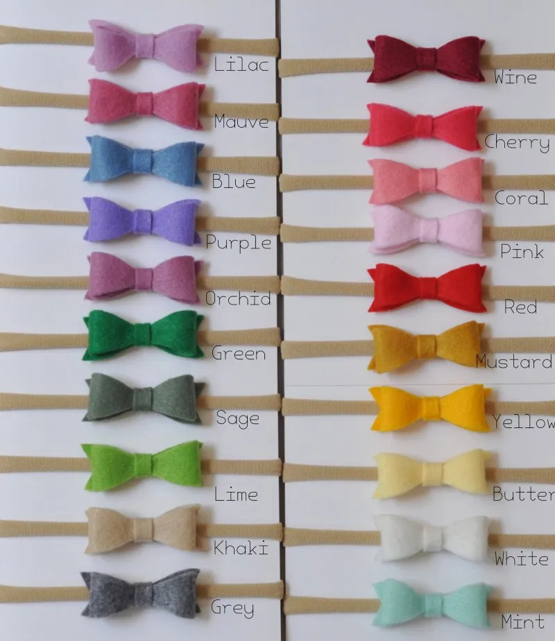 20 pieces/batch handmade mini felt bow headband with small bow nylon hair suitable for baby and girl hair accessories 250409