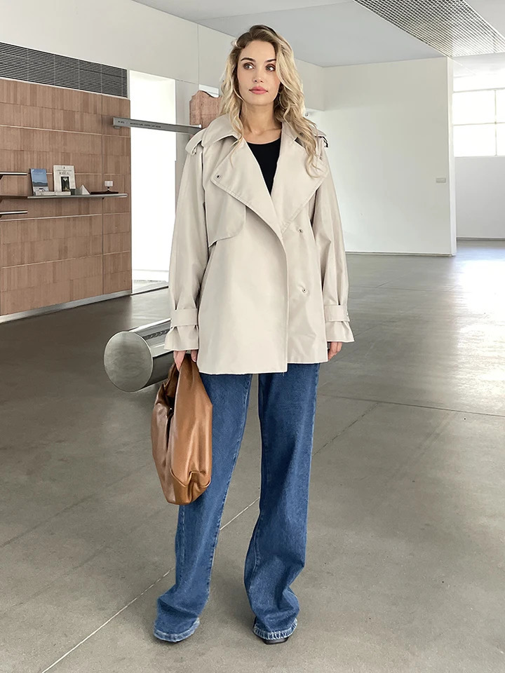 Womens autumnautumn cotton short sleeved jacket and outerwear casual 250409