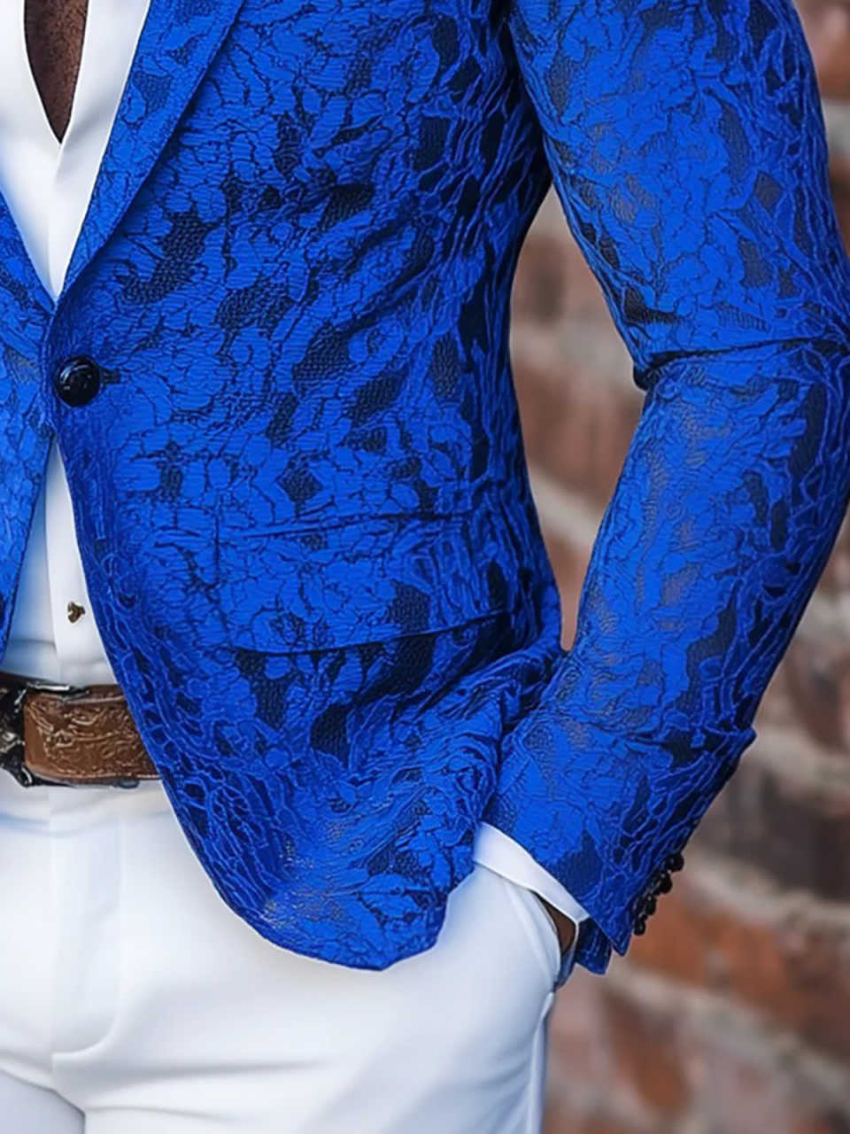 Royal Blue Mens Tuxedos Jacquard Formal Party Birthday Groom Wear Customized Cosplay Outfits One Jacket