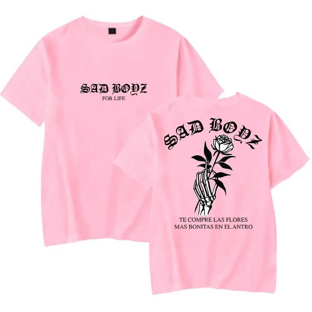 Junior H Las Flores Tee Sad Boyz Tour Merch Print T-shirt Summer Womens Fashion Casual Short SleevesXJ250409