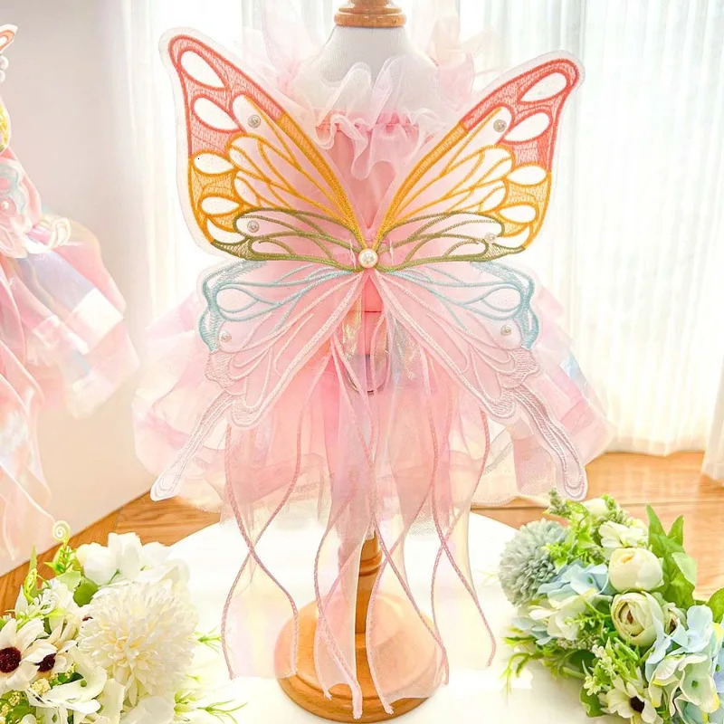 Pet Dog Princess Dress Cute Butterfly Wings Lace Dress Pet Wedding Dress Role Playing Clothing Pet Clothing 250409
