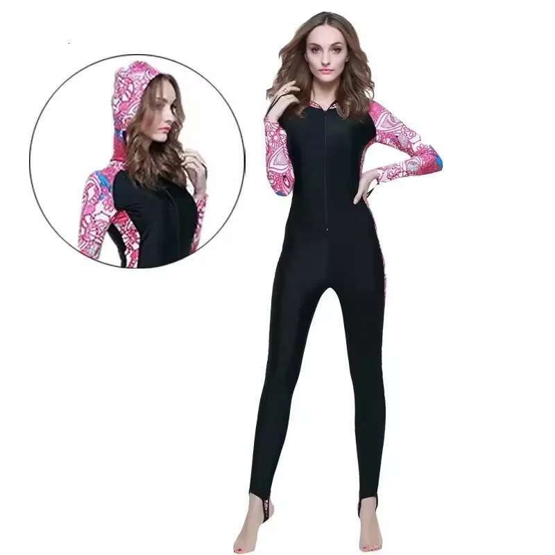 Dongdumaoyi Women Wetsuit Long Sleeve Swimsuit Surf Scuba Full Body Diving Suit Sun Protection Water Sport One Piece Lycra Clothing