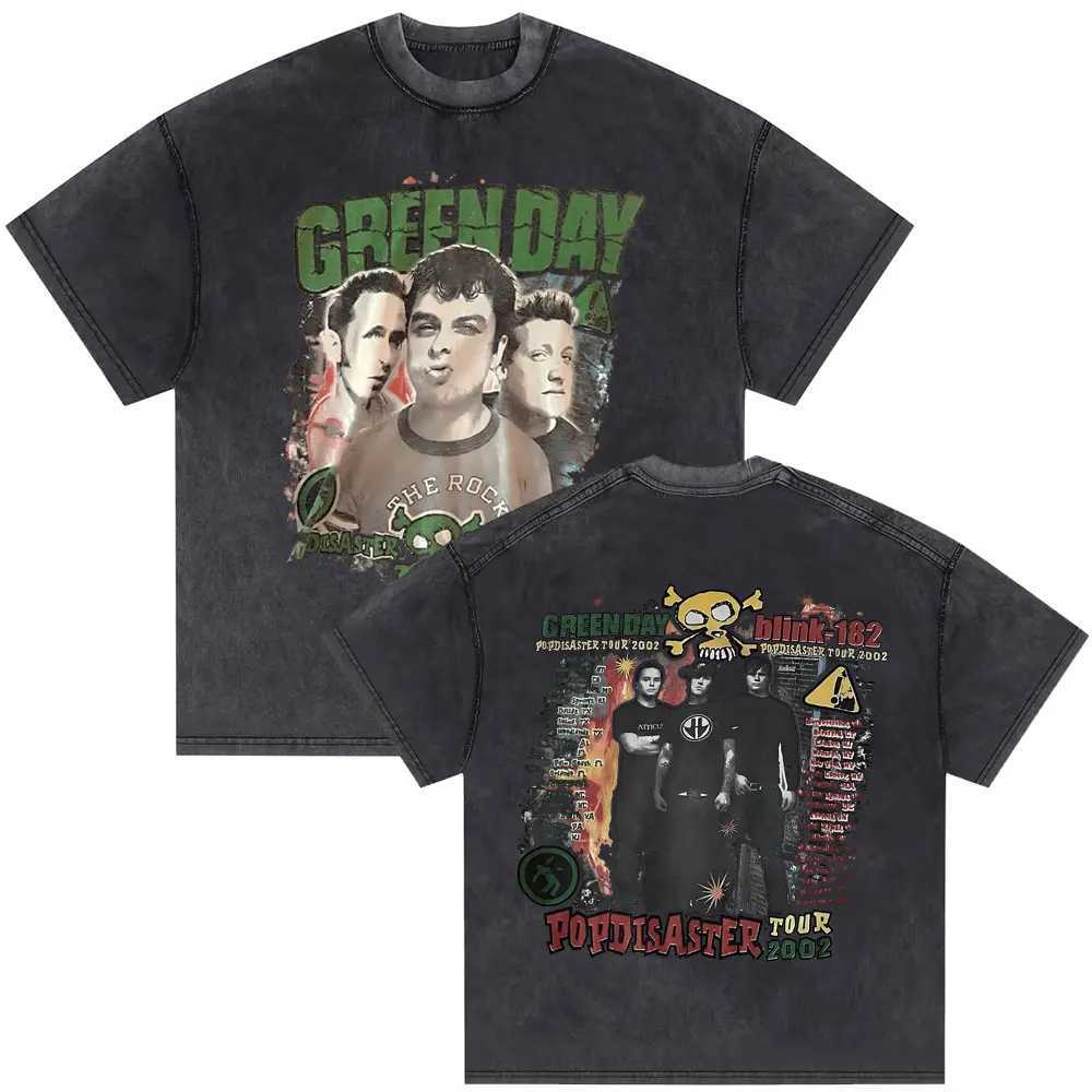 Washed Retro Punk Band Green Day Dookie Graphic T-shirt Mens Classic Gothic Rock T-shirt Mens Extra Large T-shirt Mens Street ClothingXJ250409