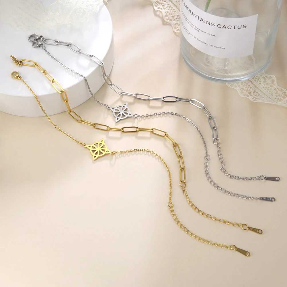 Lucktune Witchcraft Witch Knot Pendant Anklets for Women Stainless Steel Silver Color Anklet Summer Accessories Beach Jewelry Z250408