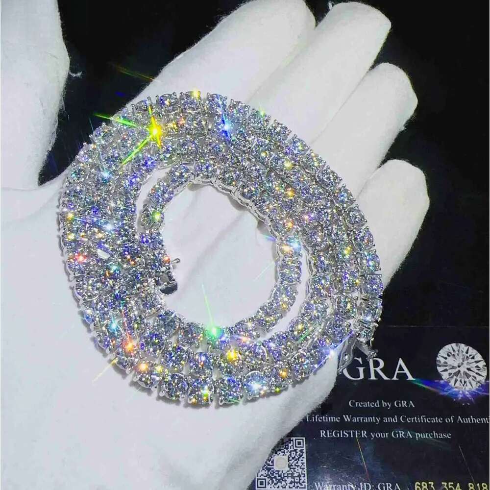 Fashion Jewelry Hip Hop Necklace Pass Dia Tester 5mm Vvs Moissanite Iced Out Tennis Chain for Men Women