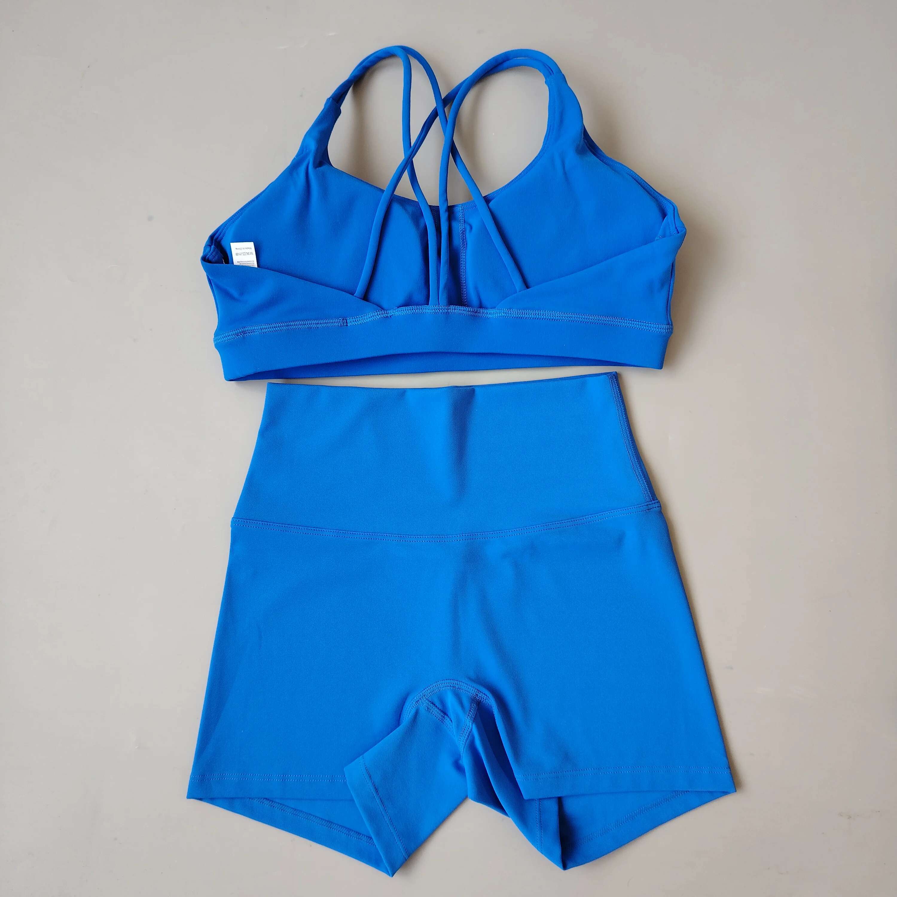 Women Gym Suit Yoga Clothes Shorts Leggings+ Bra 2-Piece Set Running Exercise Fiess Sportswear High Waist Cross Beautiful Back