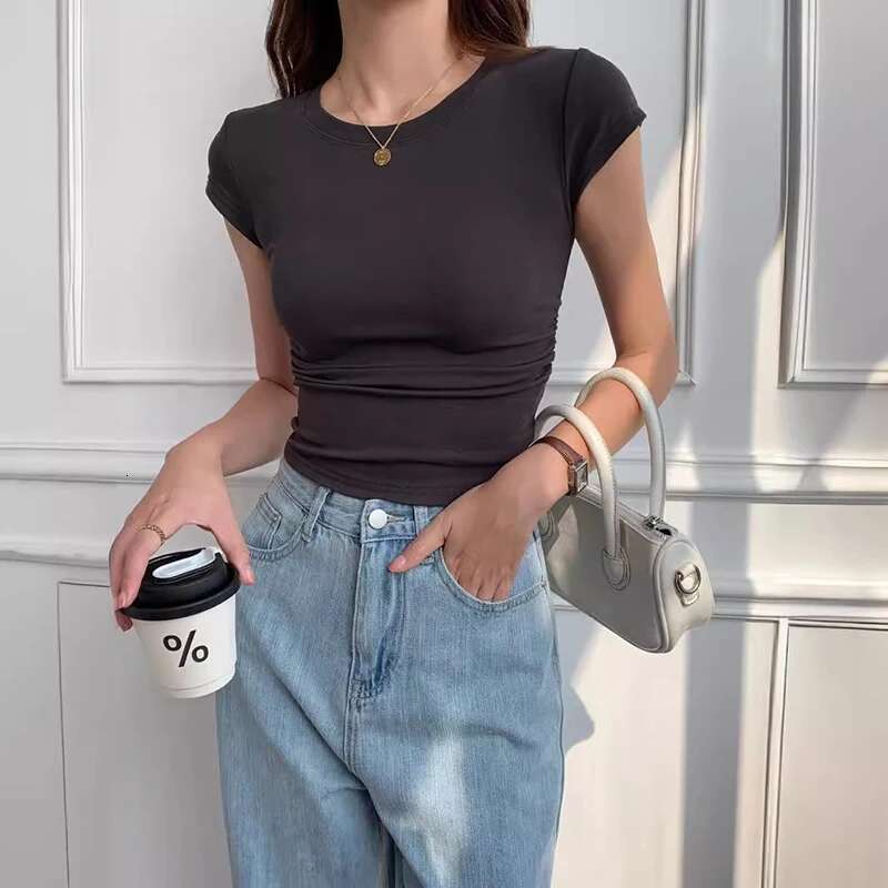 Solid Basic Short Sleeve Womens T-shirt O-Neck Casual Black White Top T Ladies Fashion Korean Summer Tee Shirt