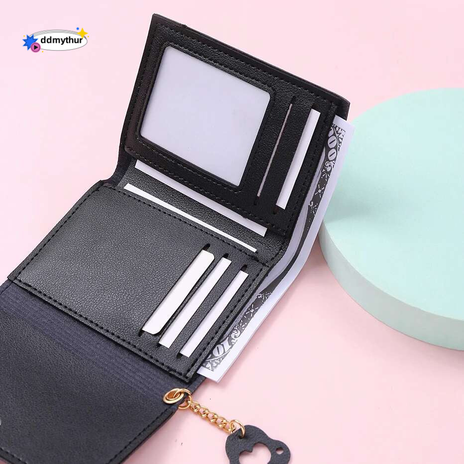Women's Cute Cat Female Small Short PU Leather Purse Ladies Card Holder Money Bag Hasp Creative Fashion Wallet Girls Gift ddmythur