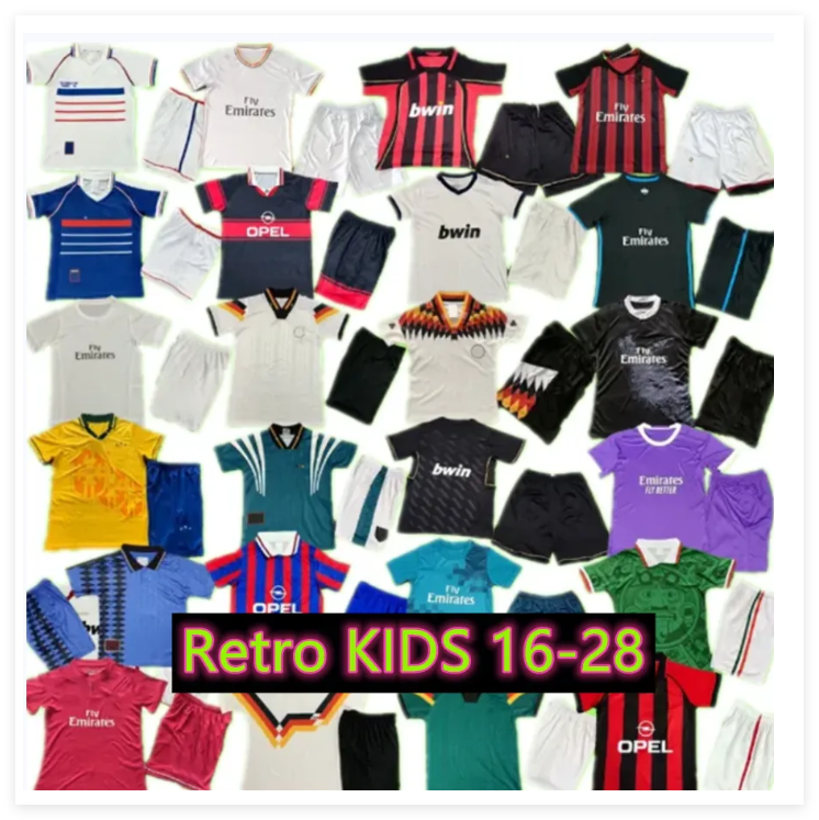 Retro Kids Kit 10 11 12 13 14 15 16 17 18 97 98 Soccer Jerseys Real Argentinas Brazil RONALDO boys set Bayerns football shirt Germanys uniform mexico milans94 98 06 07 08 09