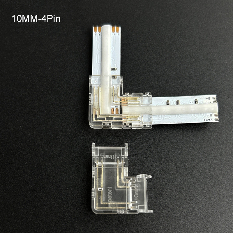 5/12/24V L-shaped corner connector LED strip connector solder-free buckle COB strip connector 2 Pin 3 Pin 4 Pin transparent