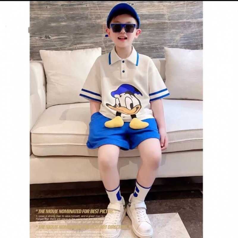 Boys Fashion Korean Edition Summer New Short Sleeve Set for Childrens Day Performance Sister and Brother Dress Girls POLO Skirt S2548