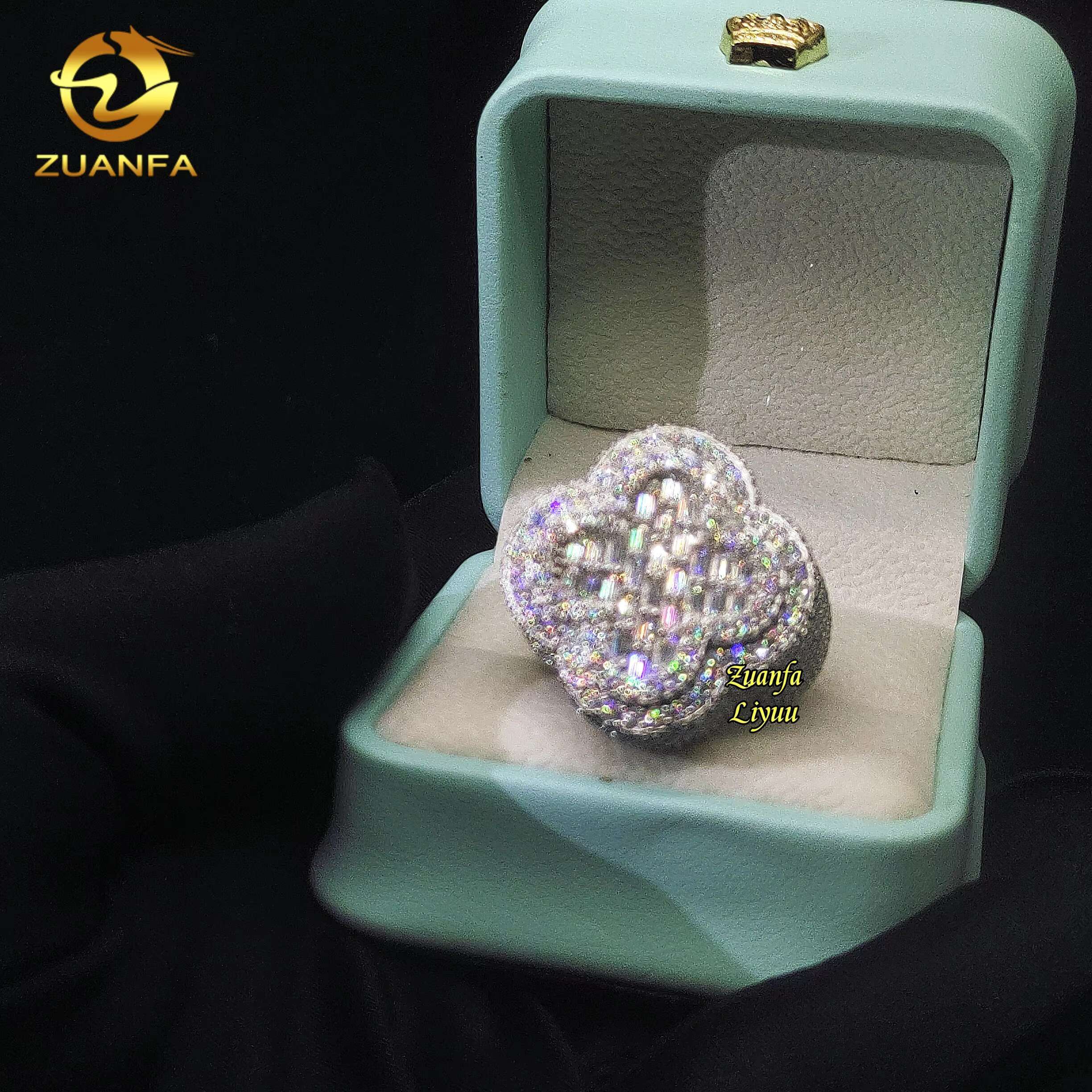 New Arrival Full Iced Out Moissanite Diamond Rings Fashion Hip Hop Clover Ring Baguette Diamond Engagement Rings for Men Women
