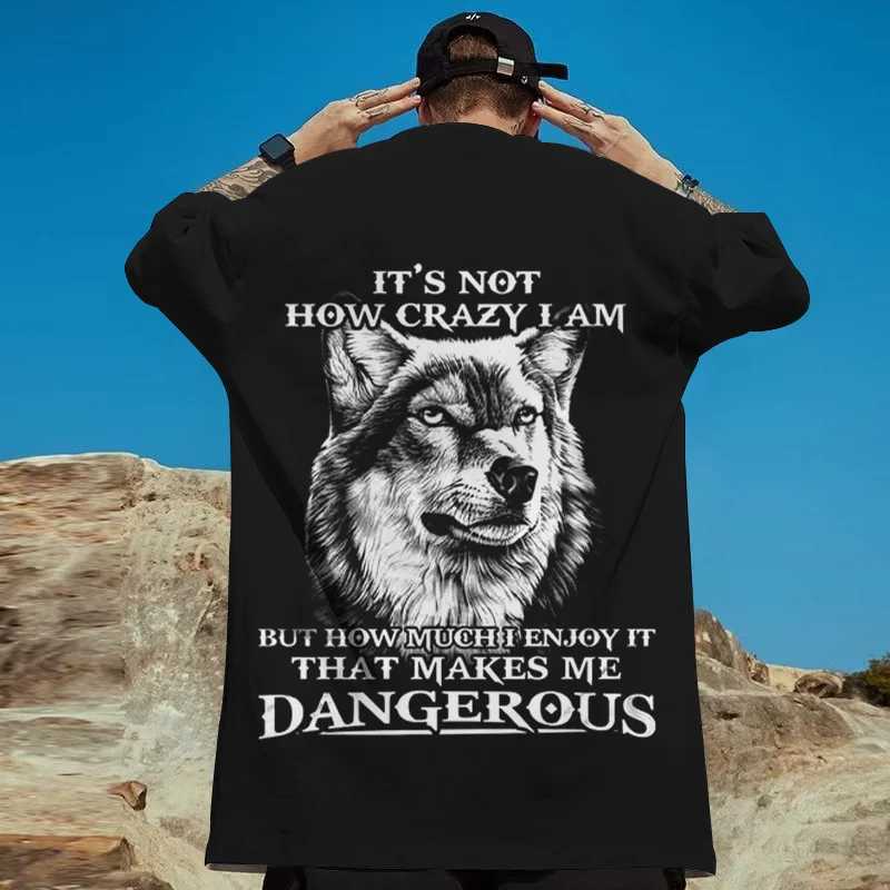 Animal mens T-shirt 3D wolf print street Harajuku short sleeved top T-shirt summer casual sportswear loose oversized T-shirtXJ250409