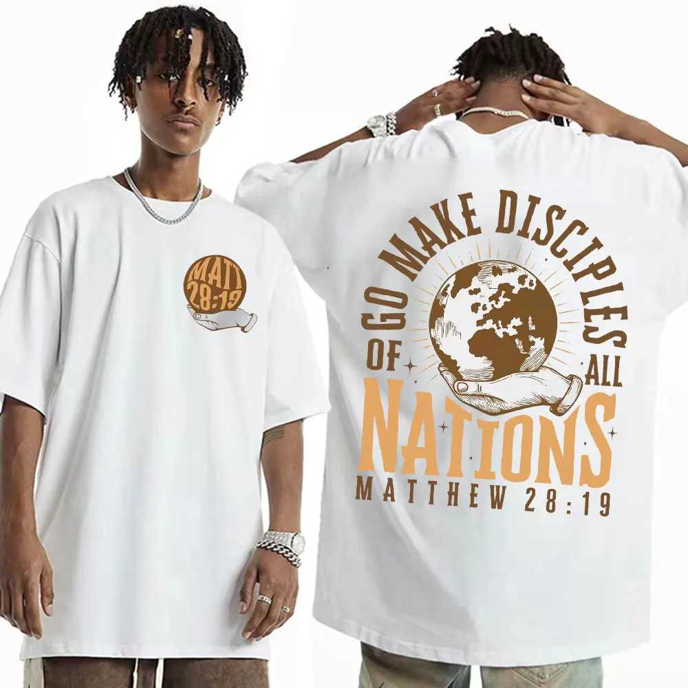 Go Make Disciples Christian Streetwear T-shirt Retro Mens Bible T-shirt Womens Fashion Aesthetics Cotton Short sleeved T-shirtXJ250409