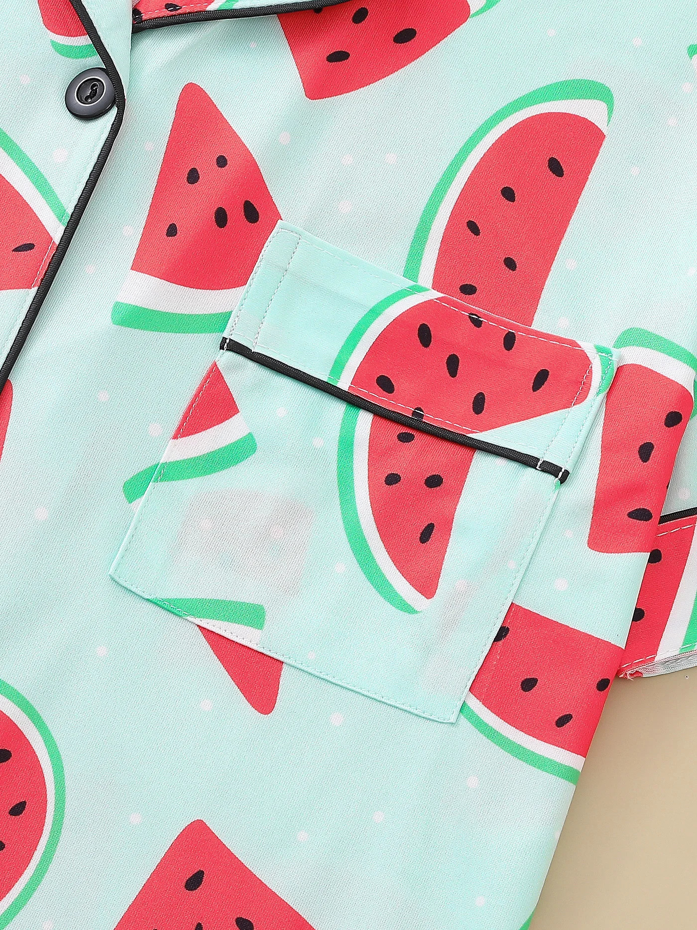 Two piece womens pajama lapel top and trousers watermelon summer casual pajamas 250409