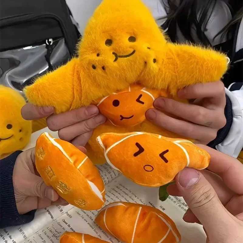 Kaii peelable orange seed fruit plush toy filled with soft simulated food keychain backpack pendant cartoon toy doll childrens giftXJ250409