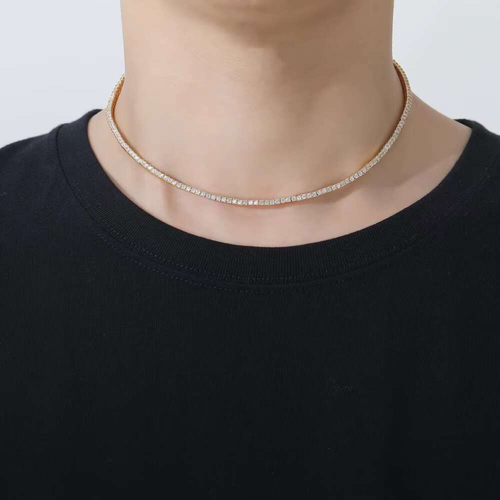 2mm Tennis Chain Copper Tennis Chain Copper Micro Zirconia Single Row Chain Hip Hop Necklace