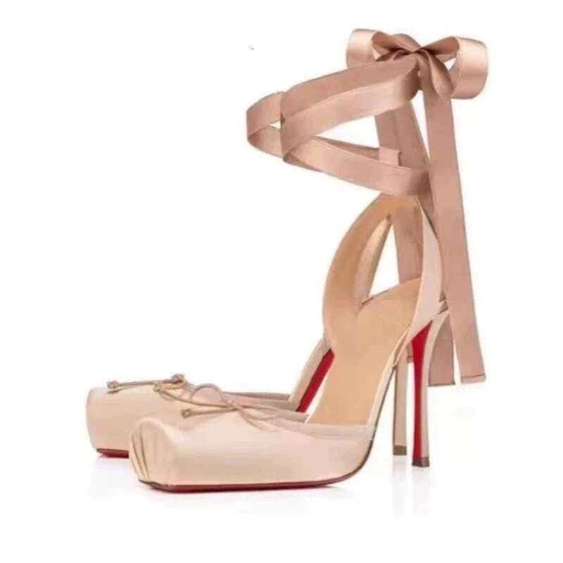 New Style Women's Personalized High Thin Heels Satin Sexy Square Toe Strap Womens Shoes Banquet Wedding atos Mujer