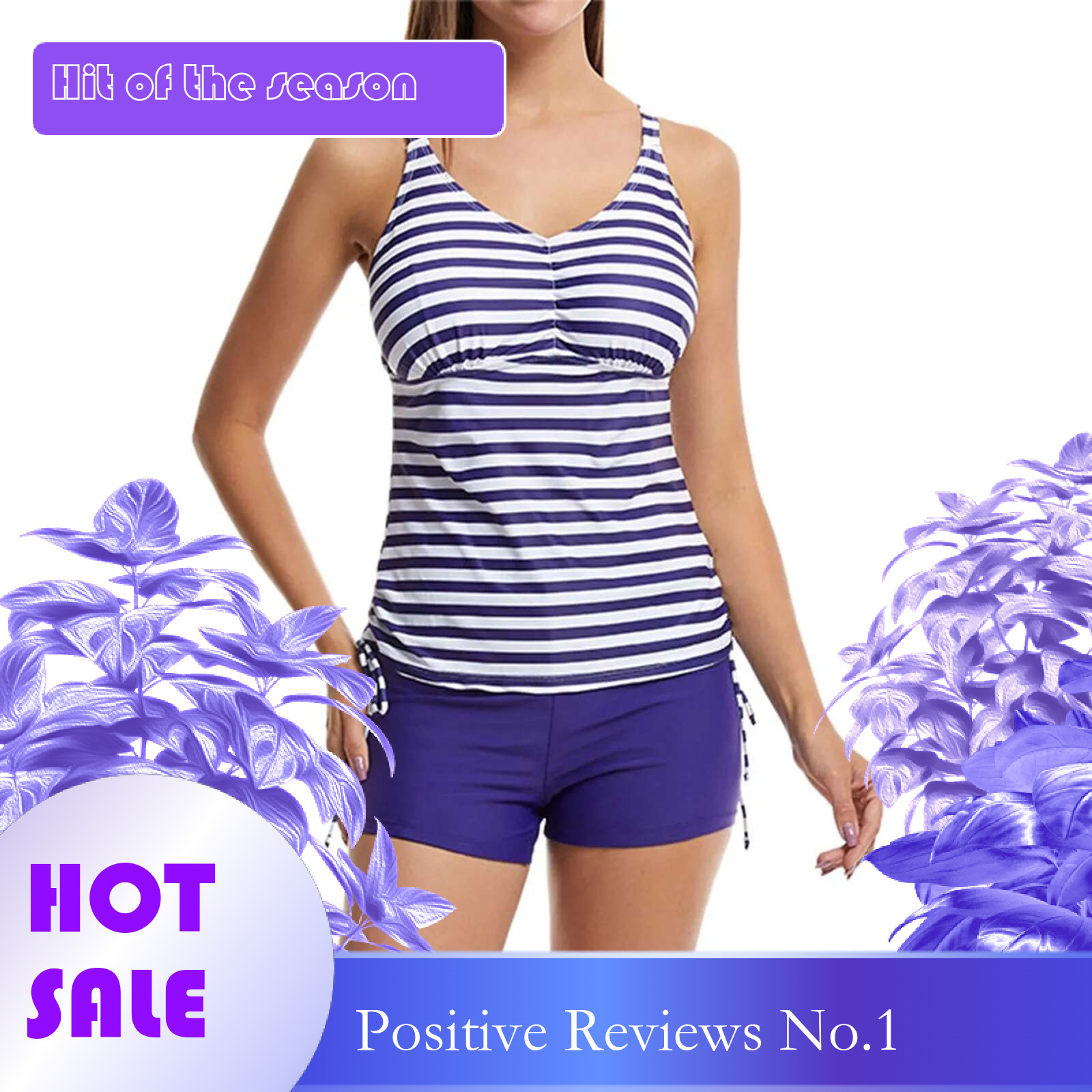 Dongdumaoyi Women S New Bikini Swimsuit Striped Tank Top With Boyshorts Bathing Suits Two Piece Swimsuits For Female