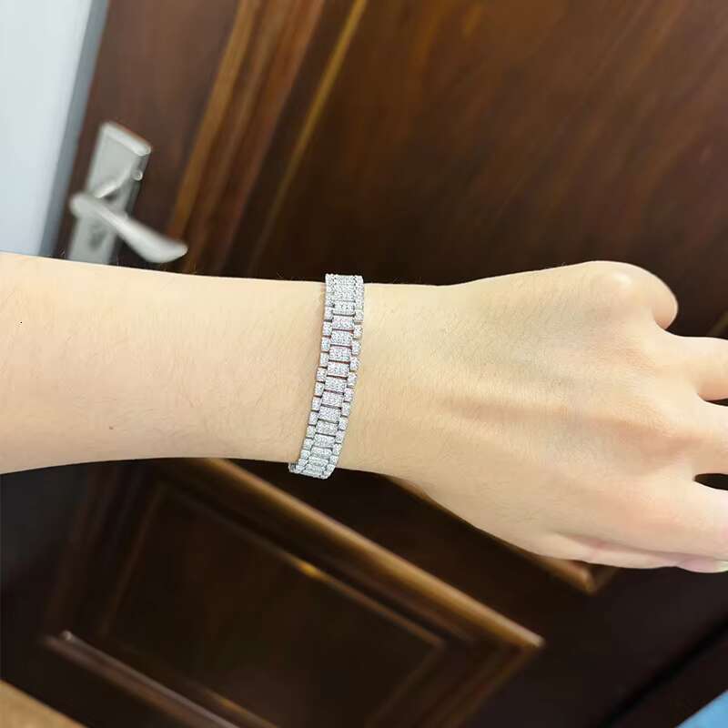 Moissanite bracelet couple 925 silver fine design European and American series full diamond bracelet