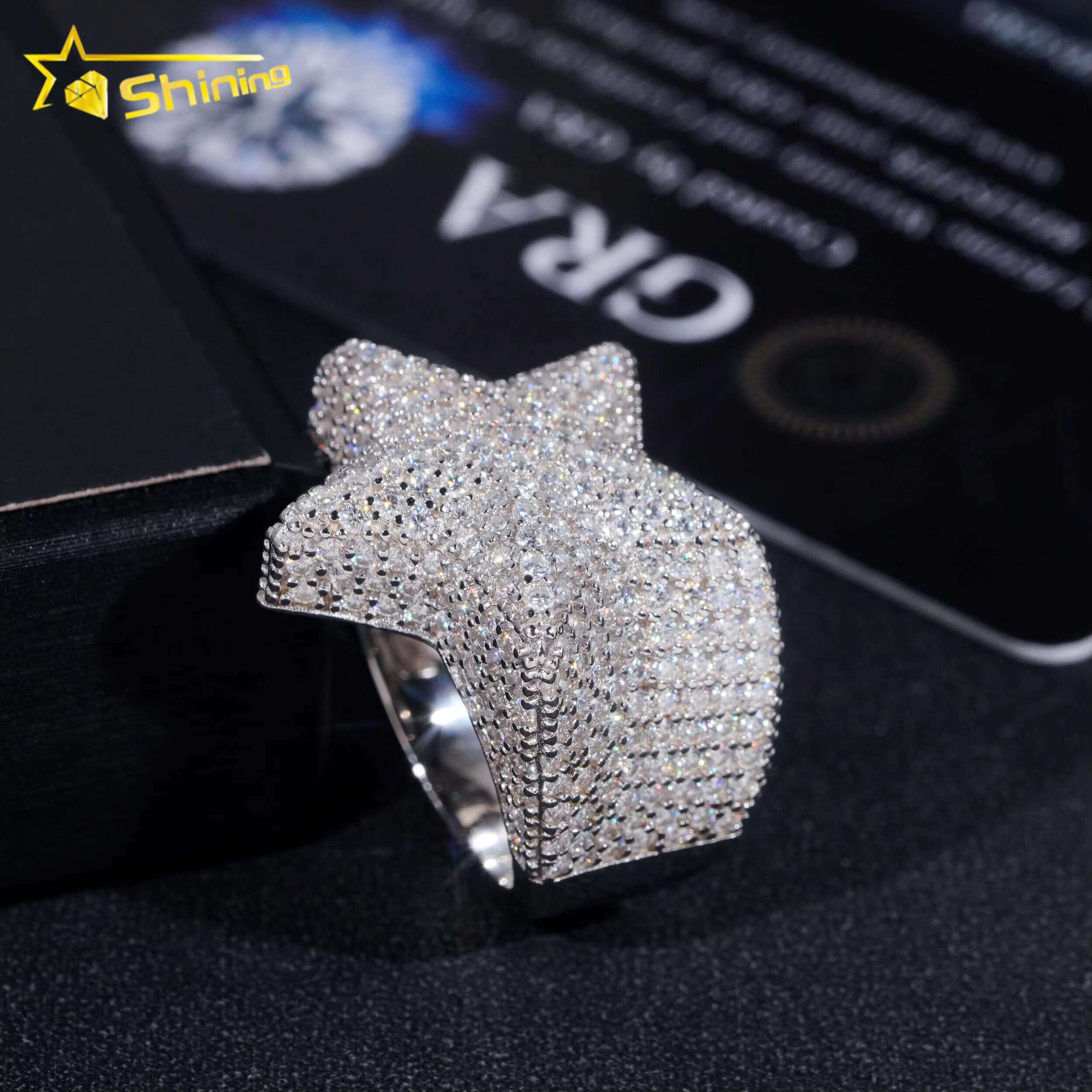 Hip Hop Iced Out High Quality Star Rings 925 Sterling Silver D Color VVS Moissanite Mens Ring