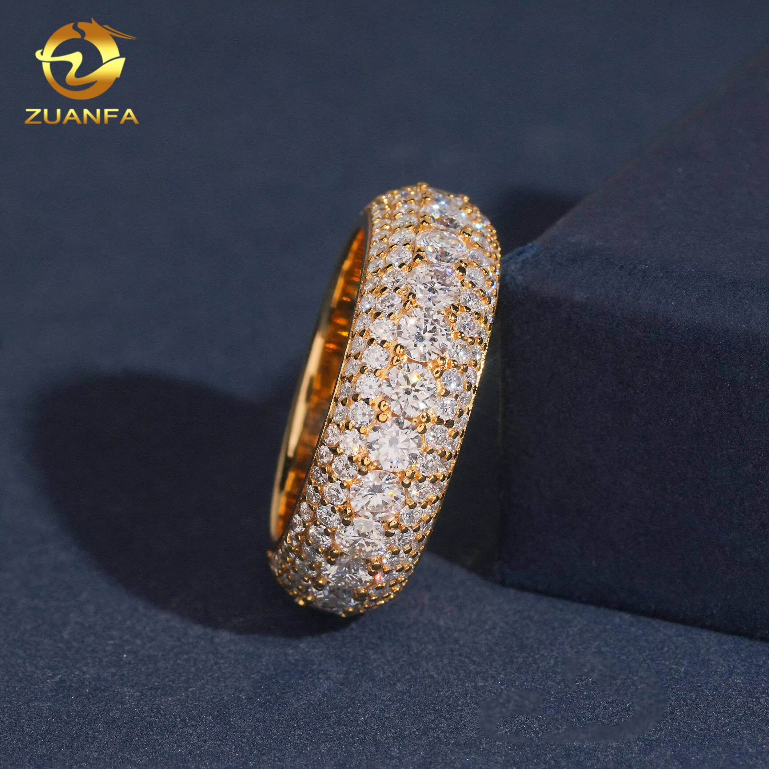 Bubble Full Band Ring 5 Row Eternity Ring GRA 925 Solid Silver Moissanite Ring Iced Out Men Diamond Ring Iced Out Jewelry