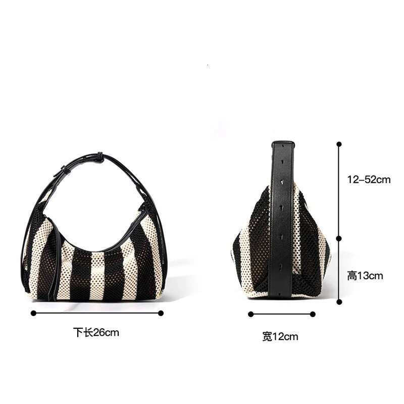 Formeki Women Shoulder Striped Weave Pillow Ladies Female Banana Casual Tote Bag
