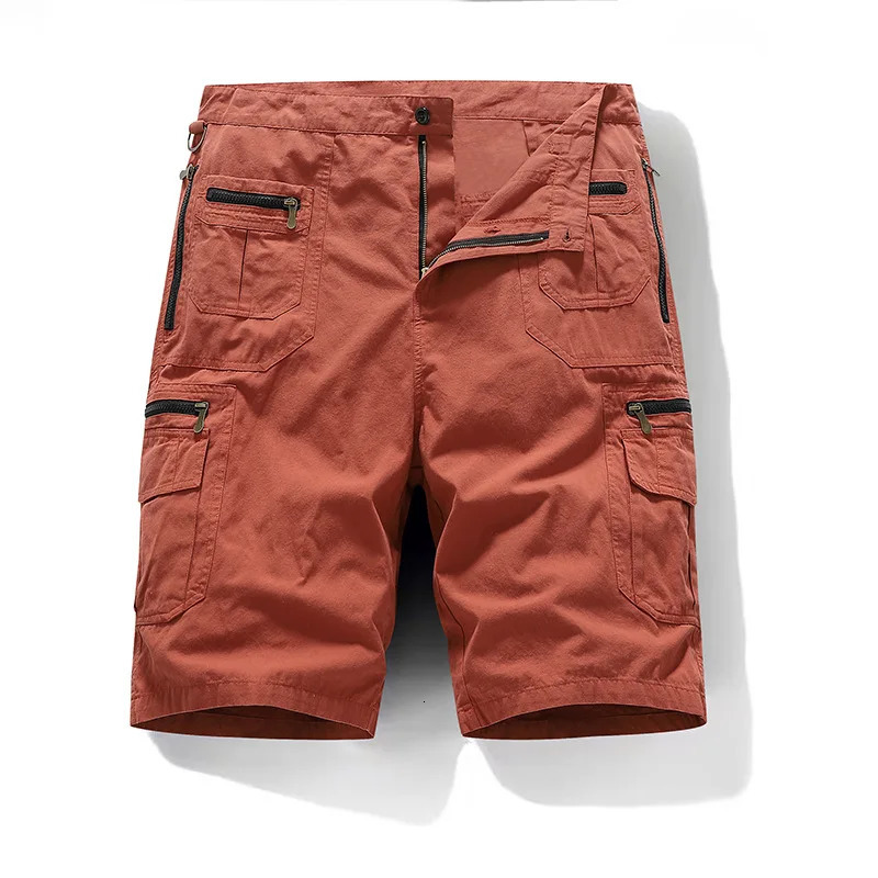Mens summer plus size cut loose straight leg pants with multiple pockets of cotton cargo shorts 250409