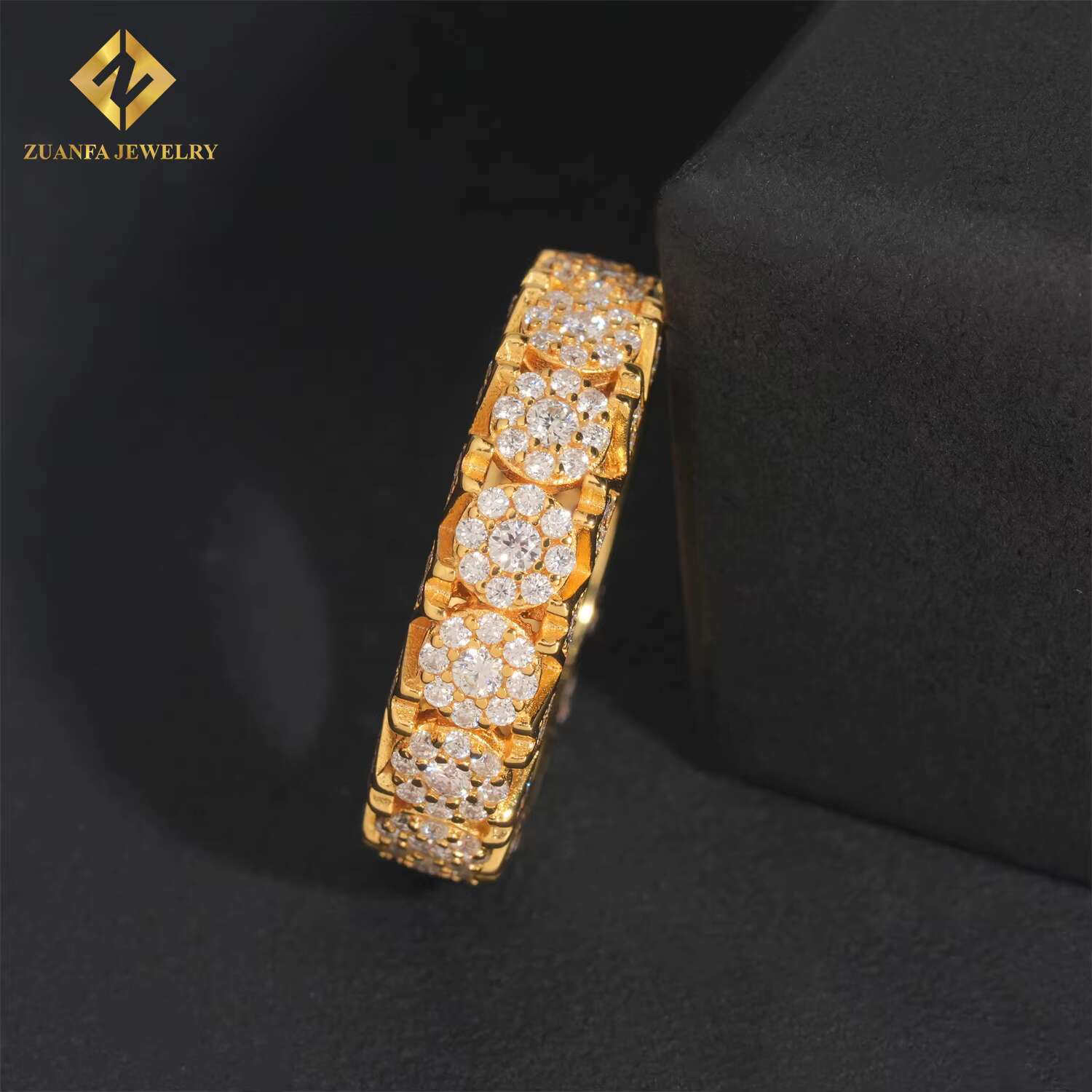 Hip Hop Style Fully Iced Out Moissanite Diamond Men Ring Iced Out Men Cuban Ring