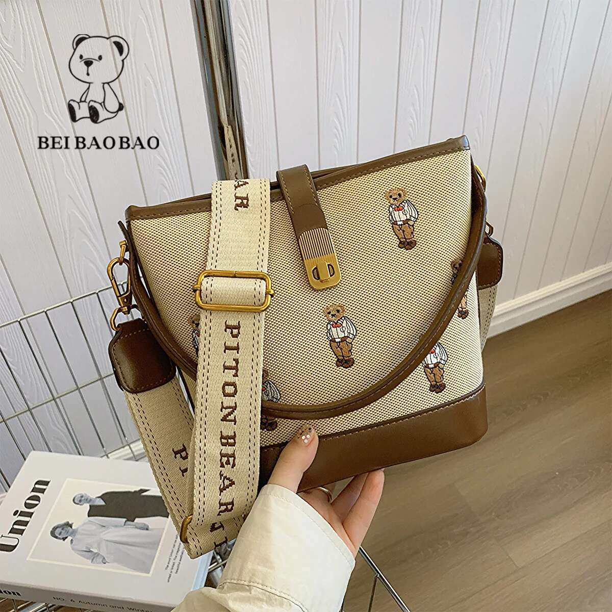 2024 New Single Shoulder Crossbody Bag, Contrast Color Casual Handbag, Korean Edition Instagram Retro Trendy Bucket Bag
