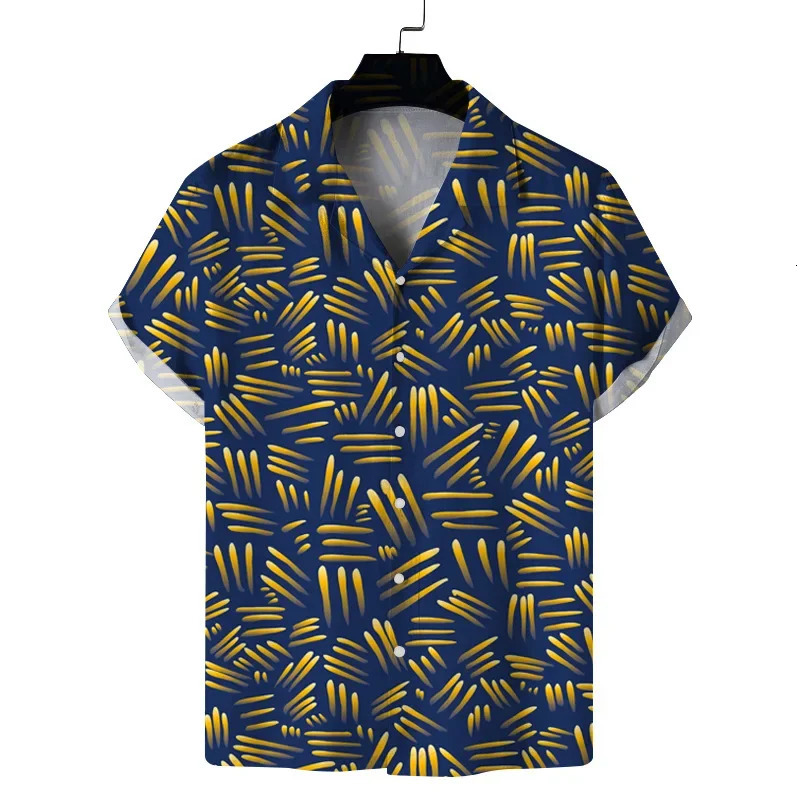 mens 3D printed shirt short sleeved lapel shirt vacation mens shirt 250408