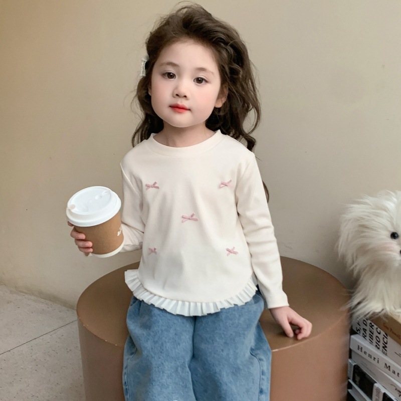 Ddmyshoesvip Girls Base Shirt Spring And Autumn New Style Children S Long Sleeved T Shirt Little Girls Bow Top Baby Spring Outfit