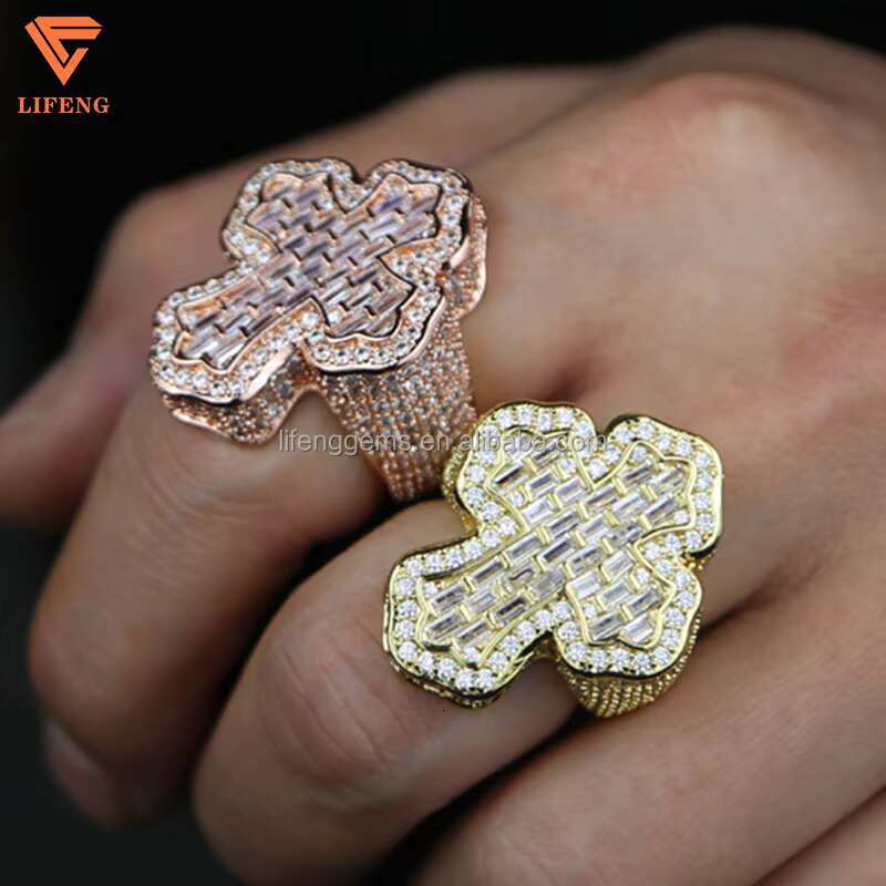 Luxury Custom Jewelry Moissanite Letter Fashion Hip Hop Ring Moissanite Ring Iced Out Championship Style Classic Rings for Men