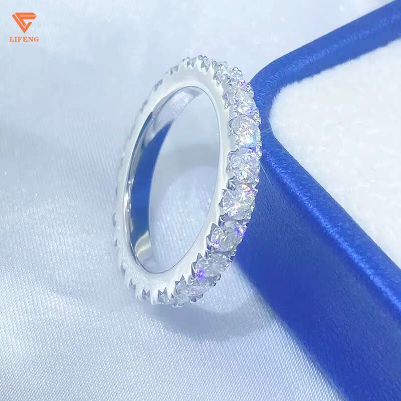 Wholesale Sparking Vvs Moissanite Diamond Ring Round Cut 925 Silver Hip Hop Jewelry Engagement Wedding Rings