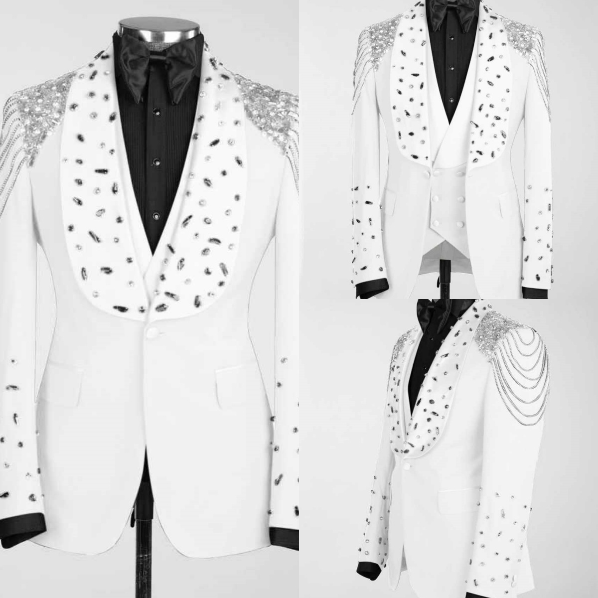 Noble Wedding Tuxedos Crystal Beading One Button Shawl Lapel Stylish Men Suit 1 Piece Set Jacket Formal Party Suits Customized